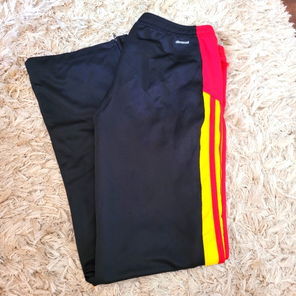 Mens Vintage Adidas Black Red Yellow Joggers Size Medium